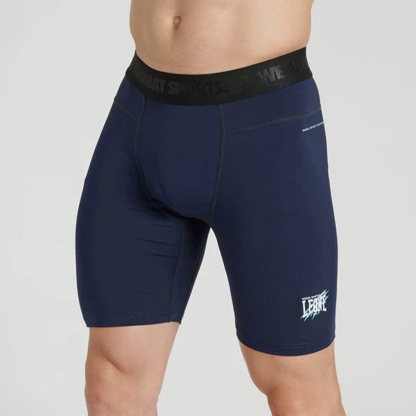 Vooraanzicht van de blauwe Leone Primal Instinct compressieshort