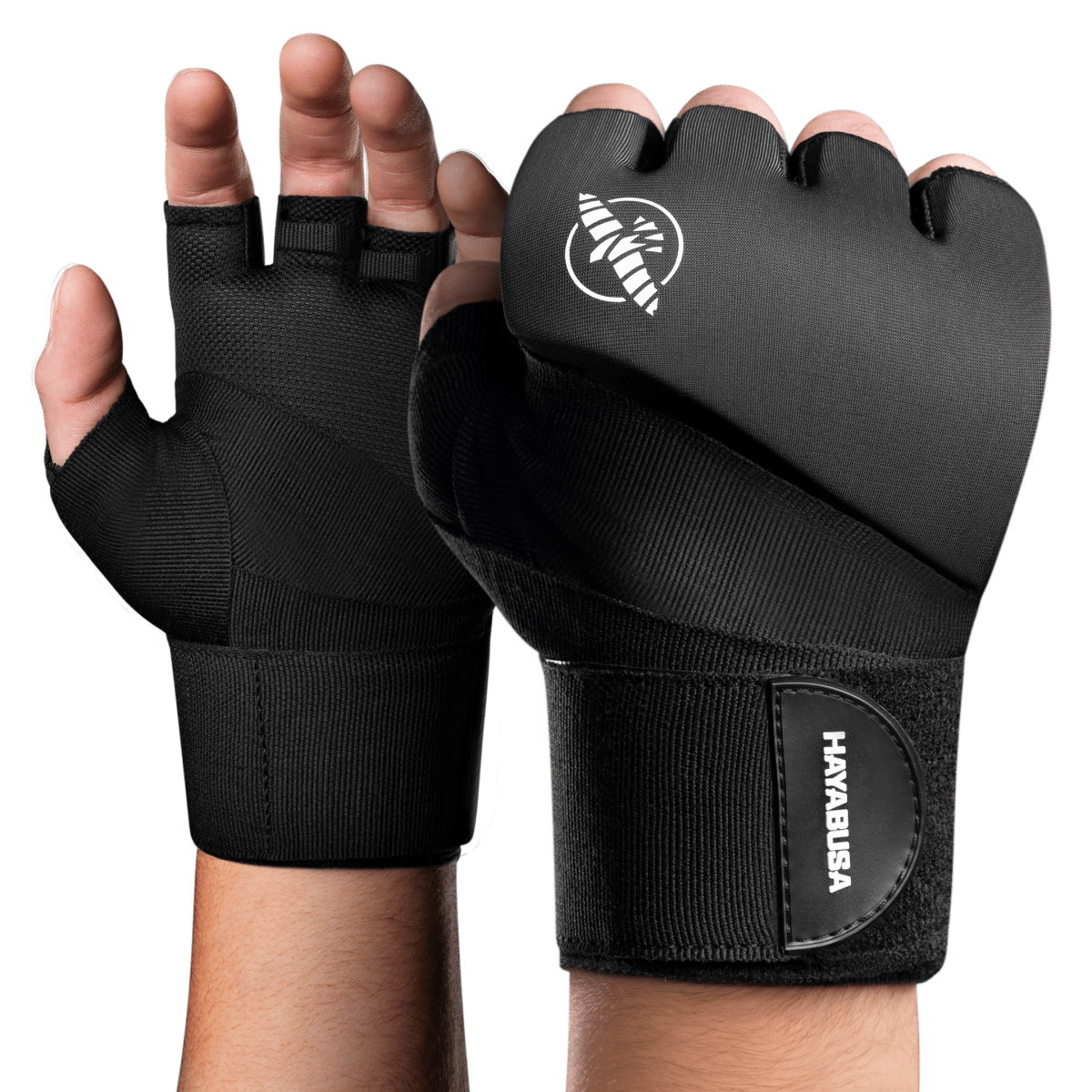 Pár černých vložek Hayabusa Elite Quick Wraps s vycpávkou a integrovaným páskem