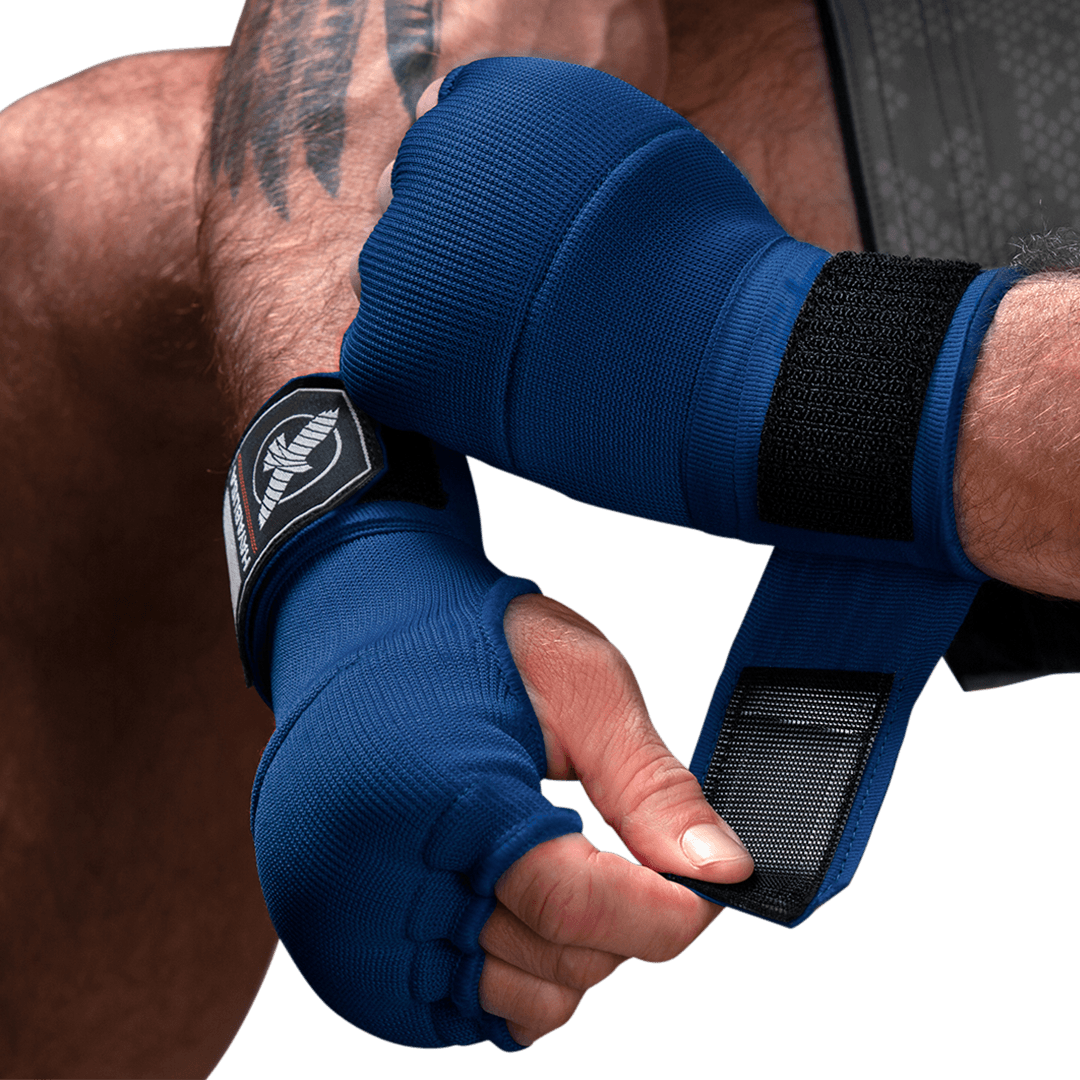 Blue Hayabusa Quick Wrap liner worn with a relaxed Mexican style band