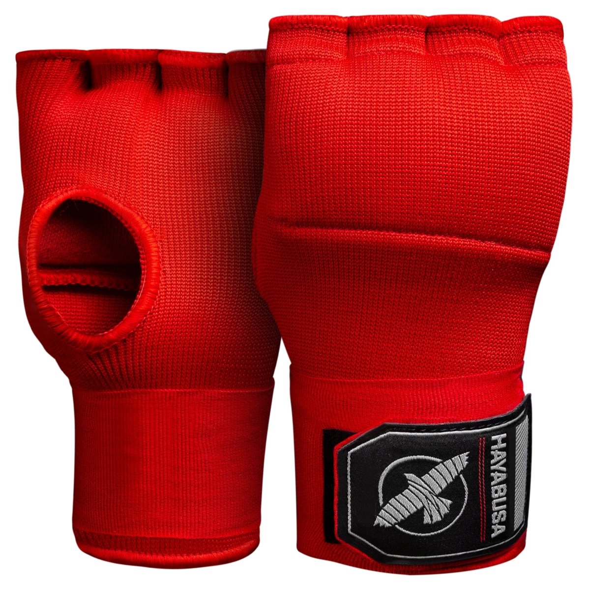 Pair of red Hayabusa Quick Wraps gel liners, front view