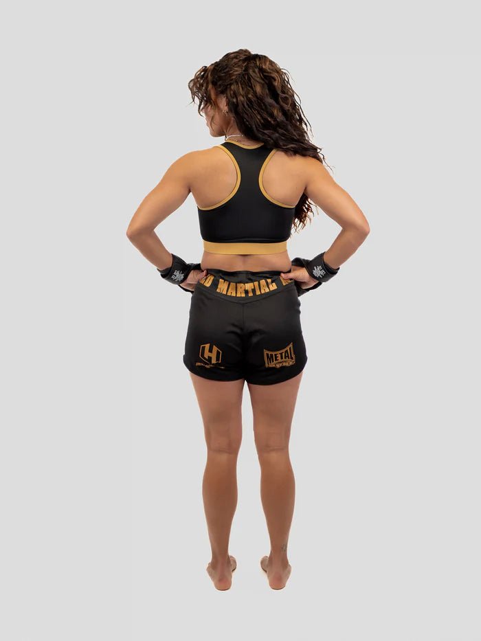 Back view of Metal Boxing Hexagon MMA professional support sports bra