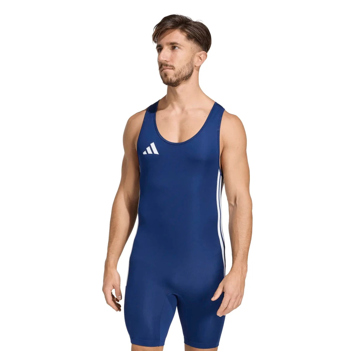adidas Powerlift WL Setelan tampilan depan berwarna biru untuk angkat besi.