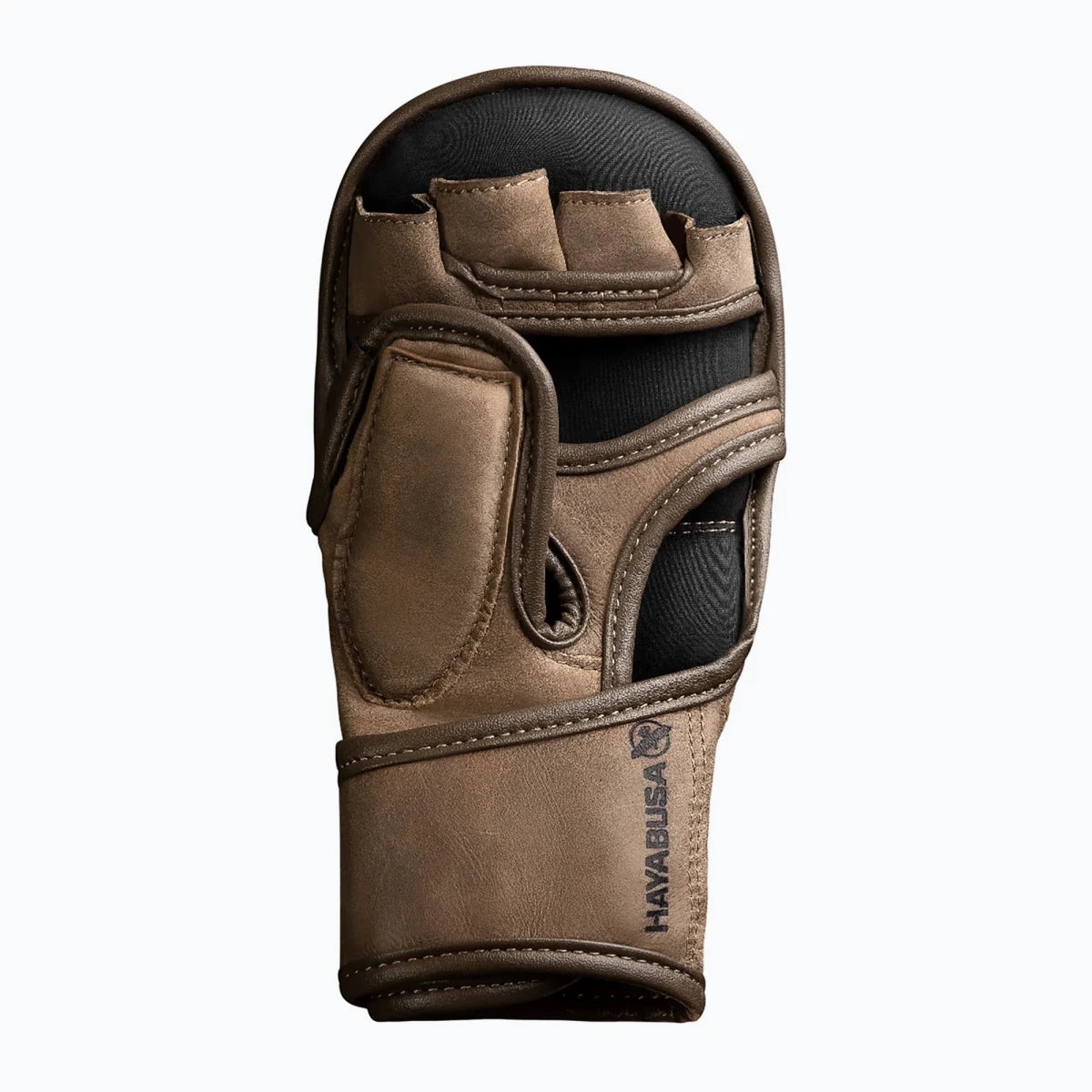 Inside view of the ergonomic palm of the hybrid leather gloves for MMA and grappling
