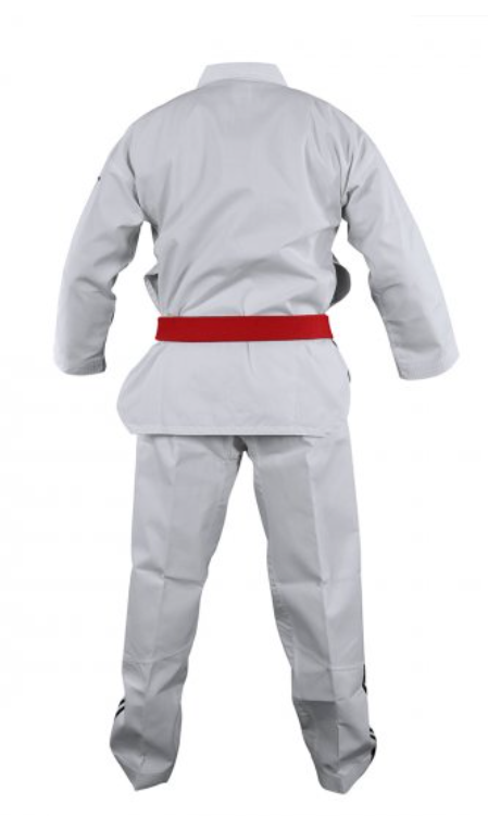 White Neck Taekwondo Dobok with Adidas Adi-Club Stripes
