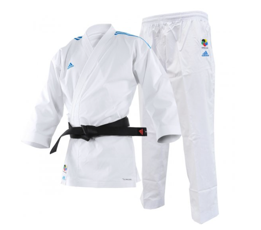 Adidas Adlight Primegreen Karate Gi with Blue Stripes