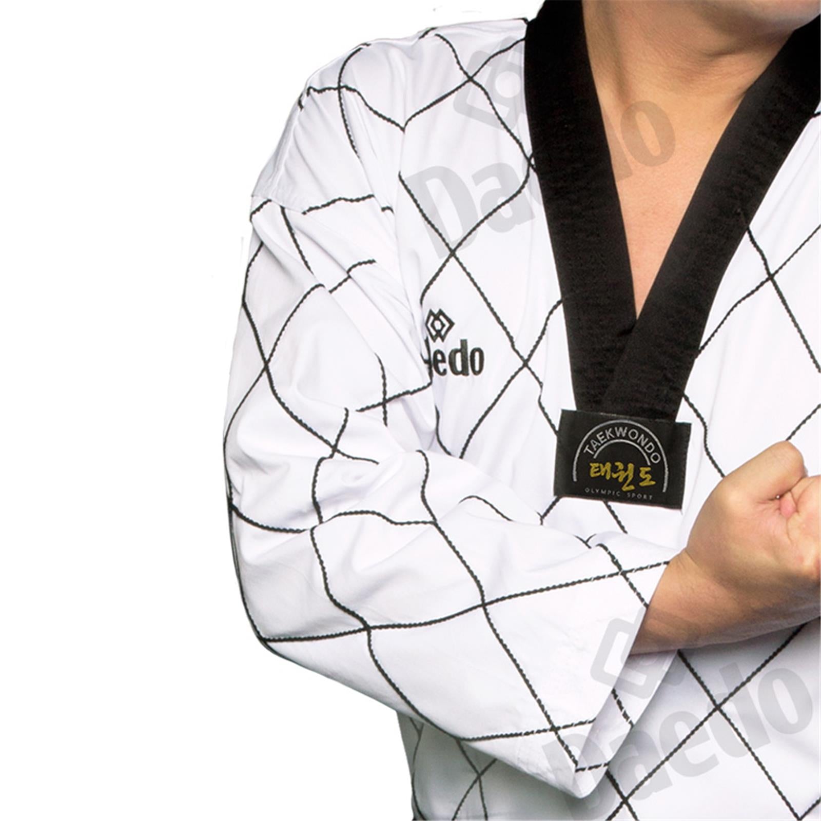 Dobok Master Daedo White with Black Neck