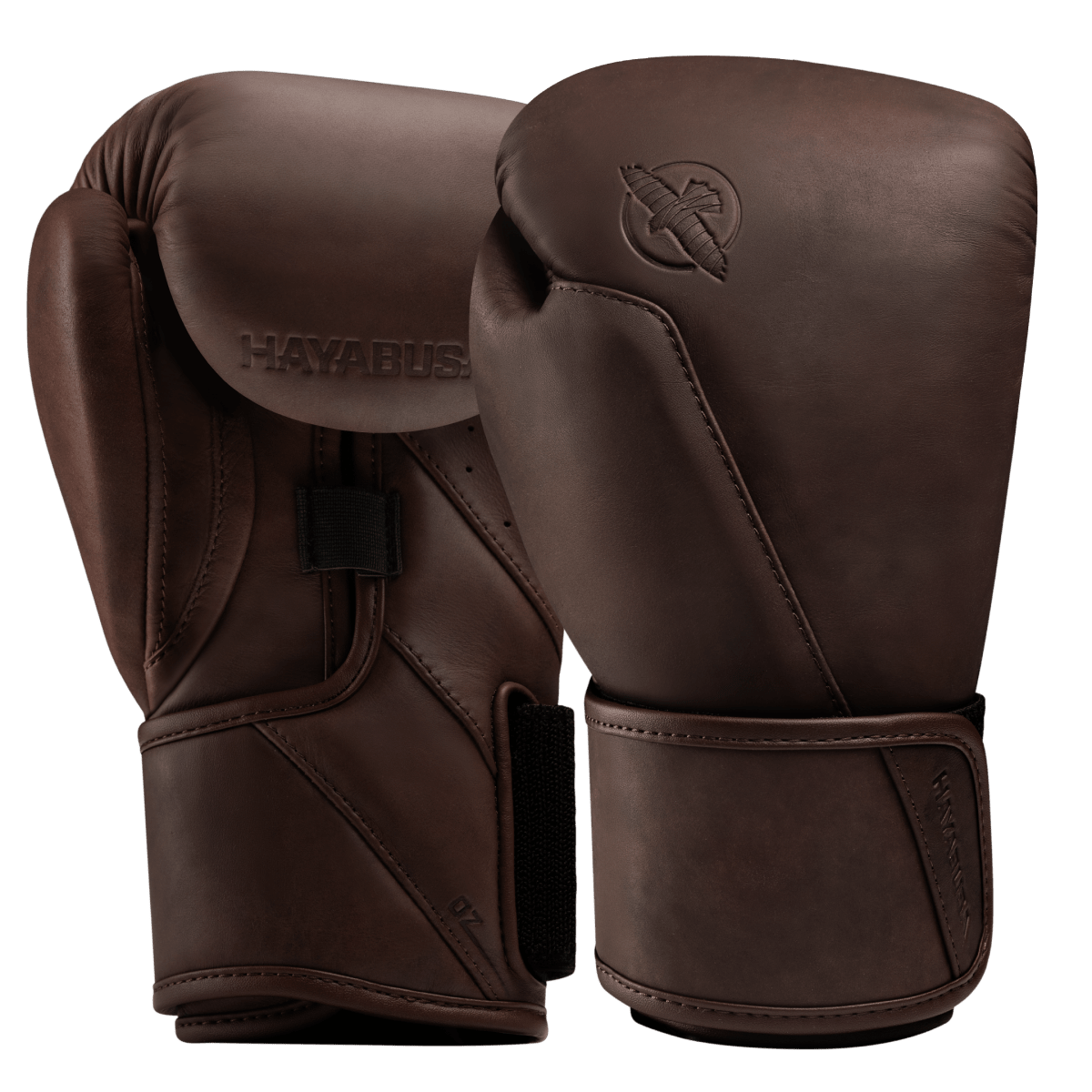 Ett par Hayabusa T360 mörkbruna boxningshandskar, klassisk stil i fullnarvt vintageläder