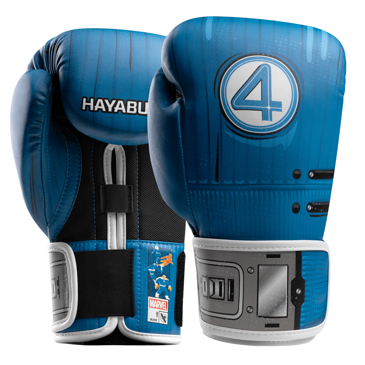 Paire de gants de boxe Hayabusa Marvel Classic Fantastic Four bleus avec logo officiel