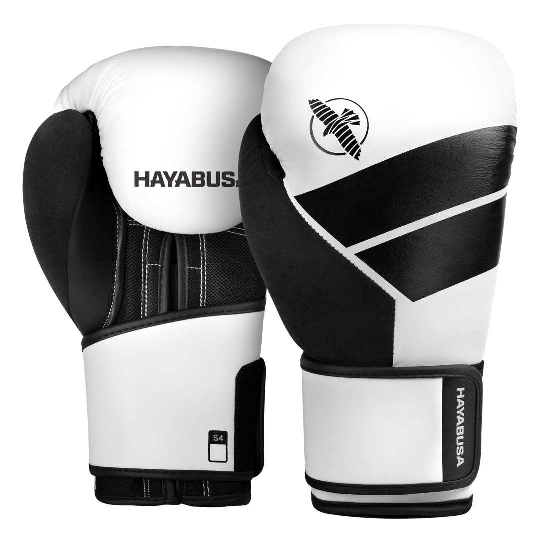 Coppia di guantoni da boxe Hayabusa S4 bianchi vista d'insieme