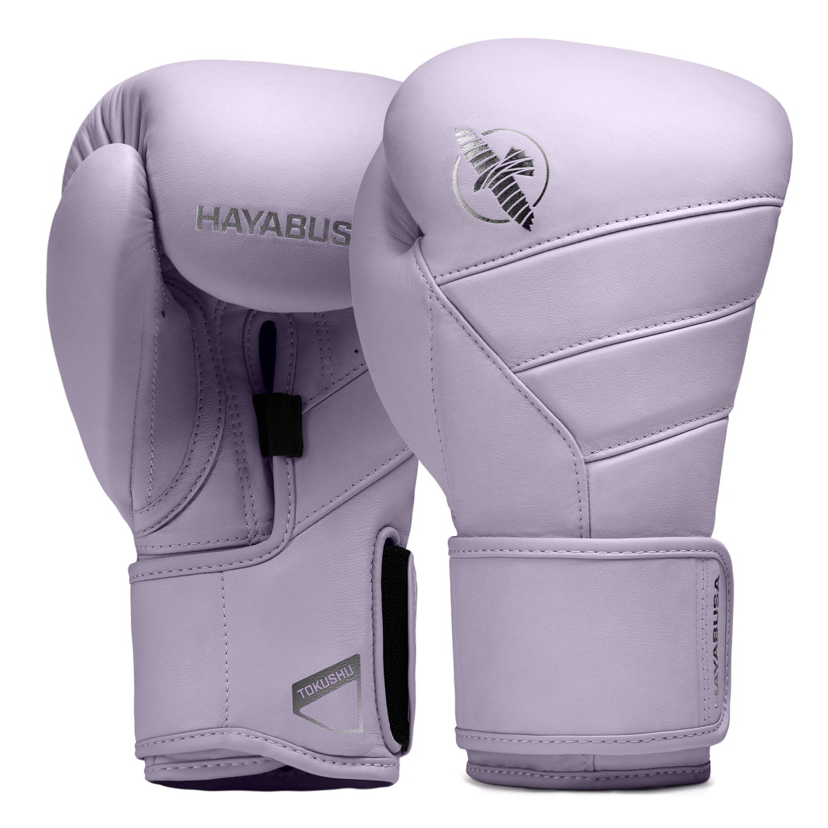 Ett par lila Hayabusa T3 Kanpeki-handskar för boxning och muay thai