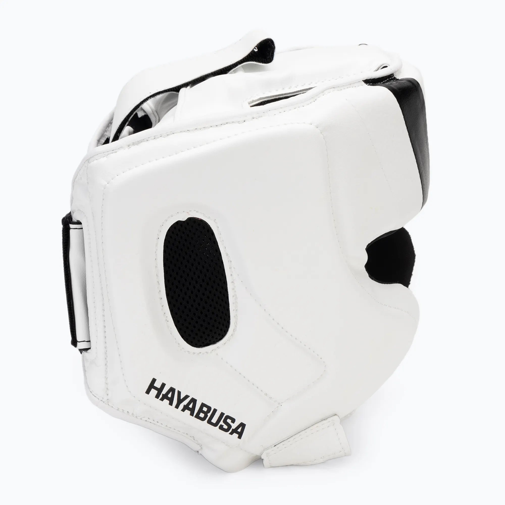 Profilo casco Hayabusa T3 bianco con protezione orecchie ventilata.