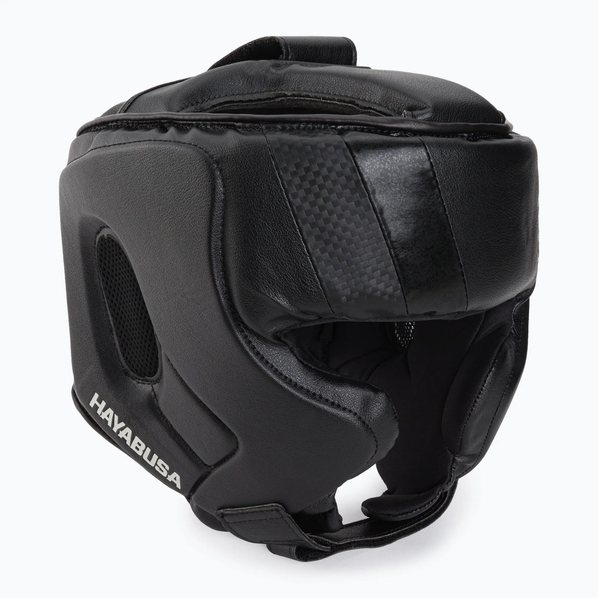 Casco Hayabusa T3 nero con parazigomi ideale per la boxe vista frontale.