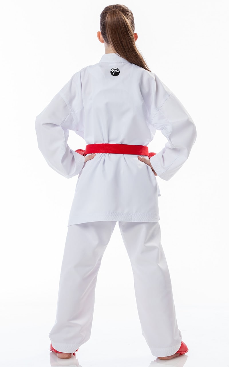 Retro della giacca Karategi Tokaido Master Junior con logo originale ricamato sulla nuca