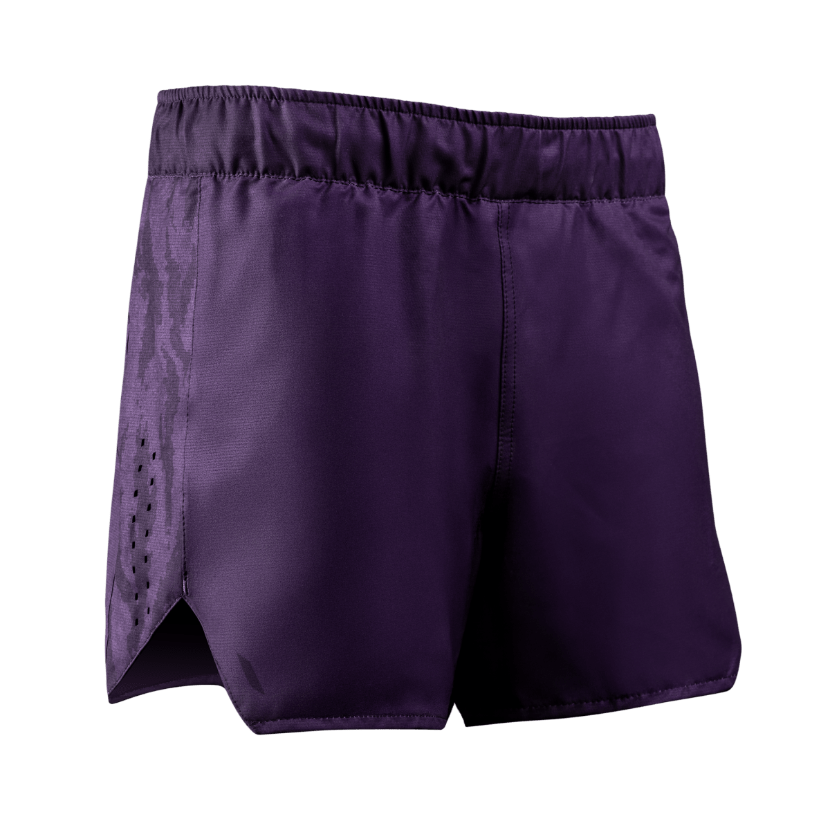 Vooraanzicht van de paarse Hayabusa Apex damesshort, prestatiegerichte snit specifiek voor damesatletiek