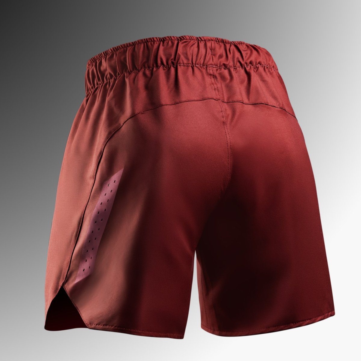 Bakifrån av de röda Hayabusa Core-shortsen, andas och rivtålig design