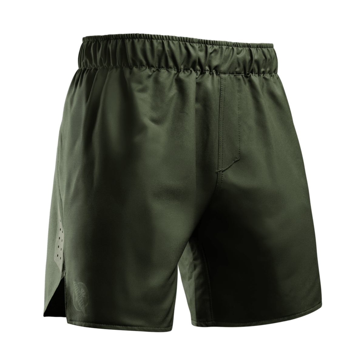 Framifrån av de gröna Hayabusa Core grappling-shortsen med finish av hög kvalitet