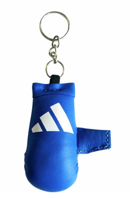 portachiavi con anello in metallo a forma di guantino da kumite blu