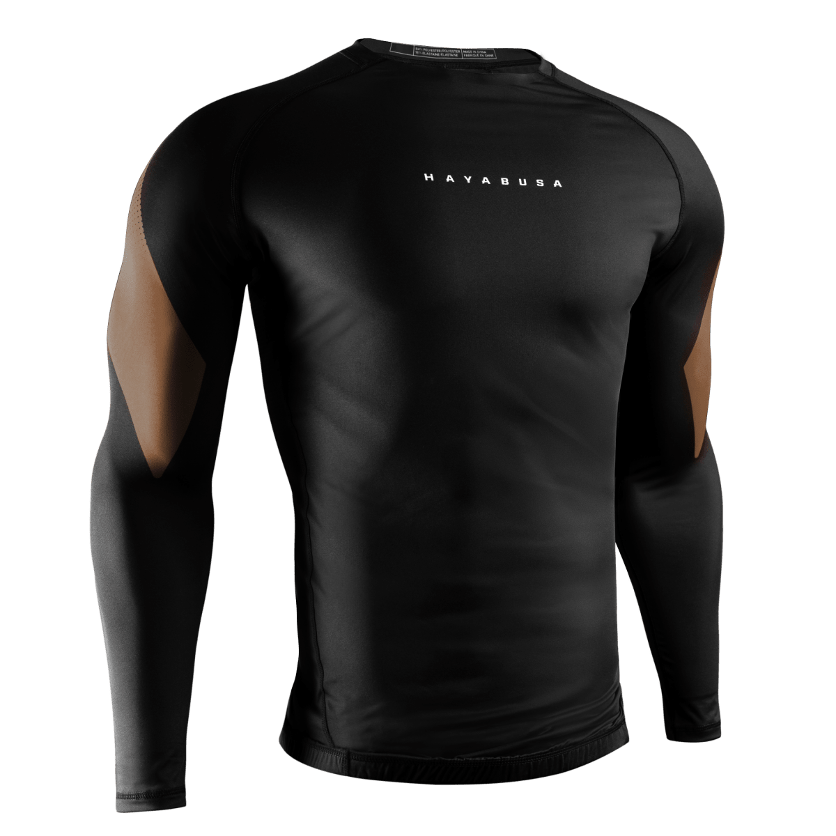 Front view of the brown Hayabusa Pro Ranked rashguard, professional protection for brown belts