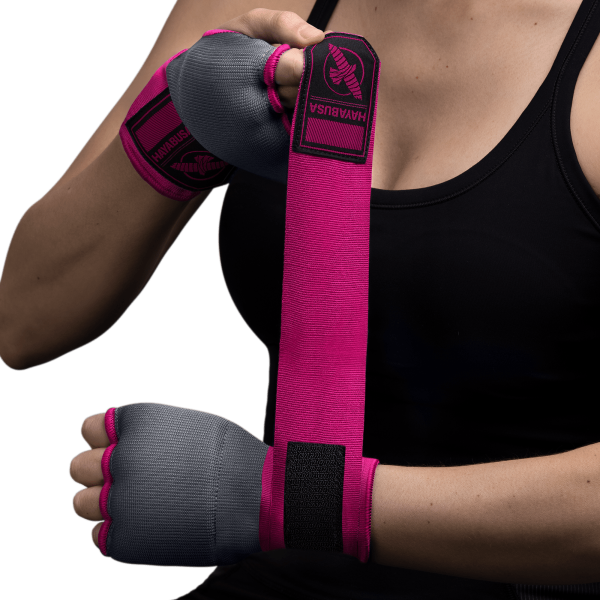Pink and gray Hayabusa Quick Wrap liner worn with a relaxed Mexican style band