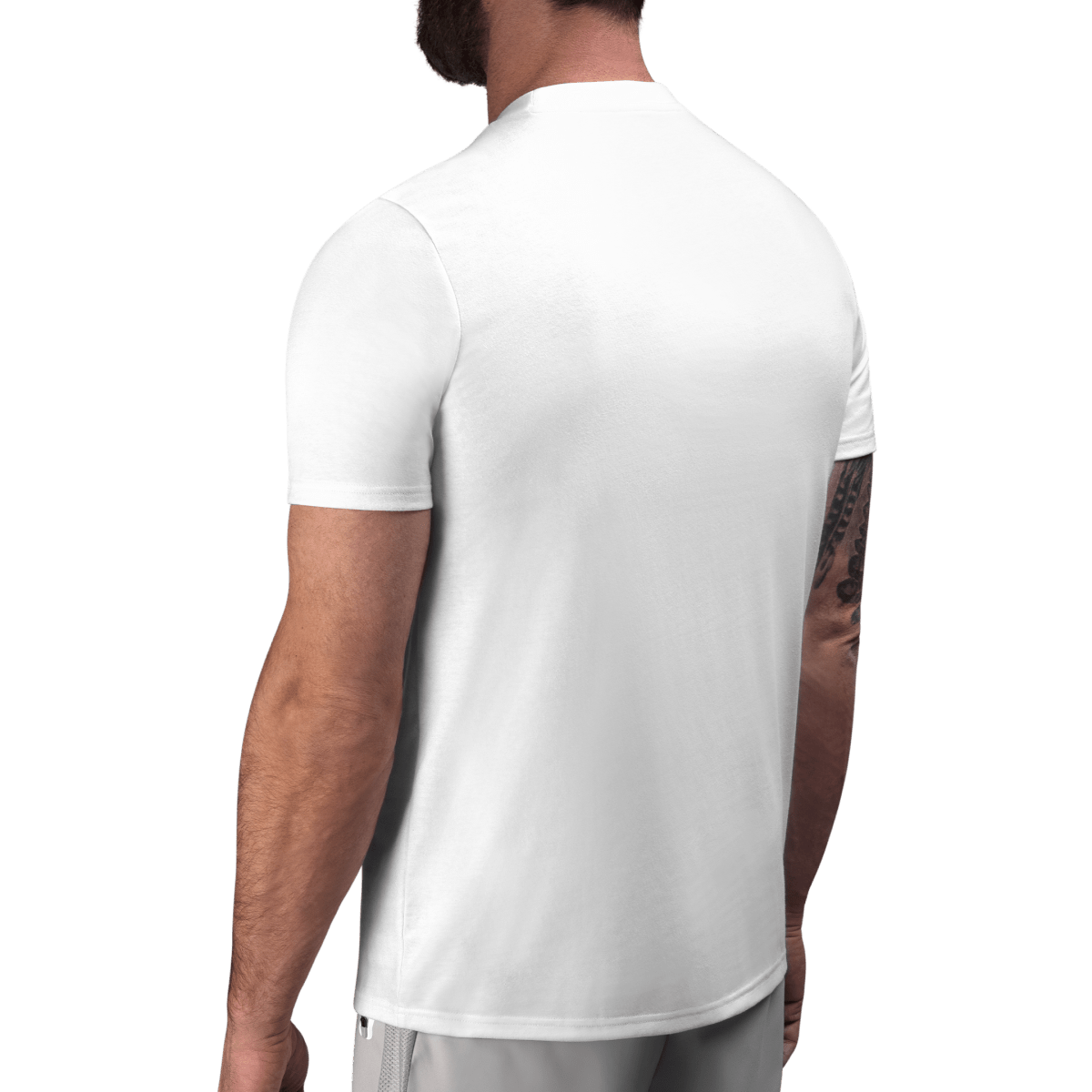 Rear view of the white Hayabusa Essential T-shirt, athletic cut in cotton blend