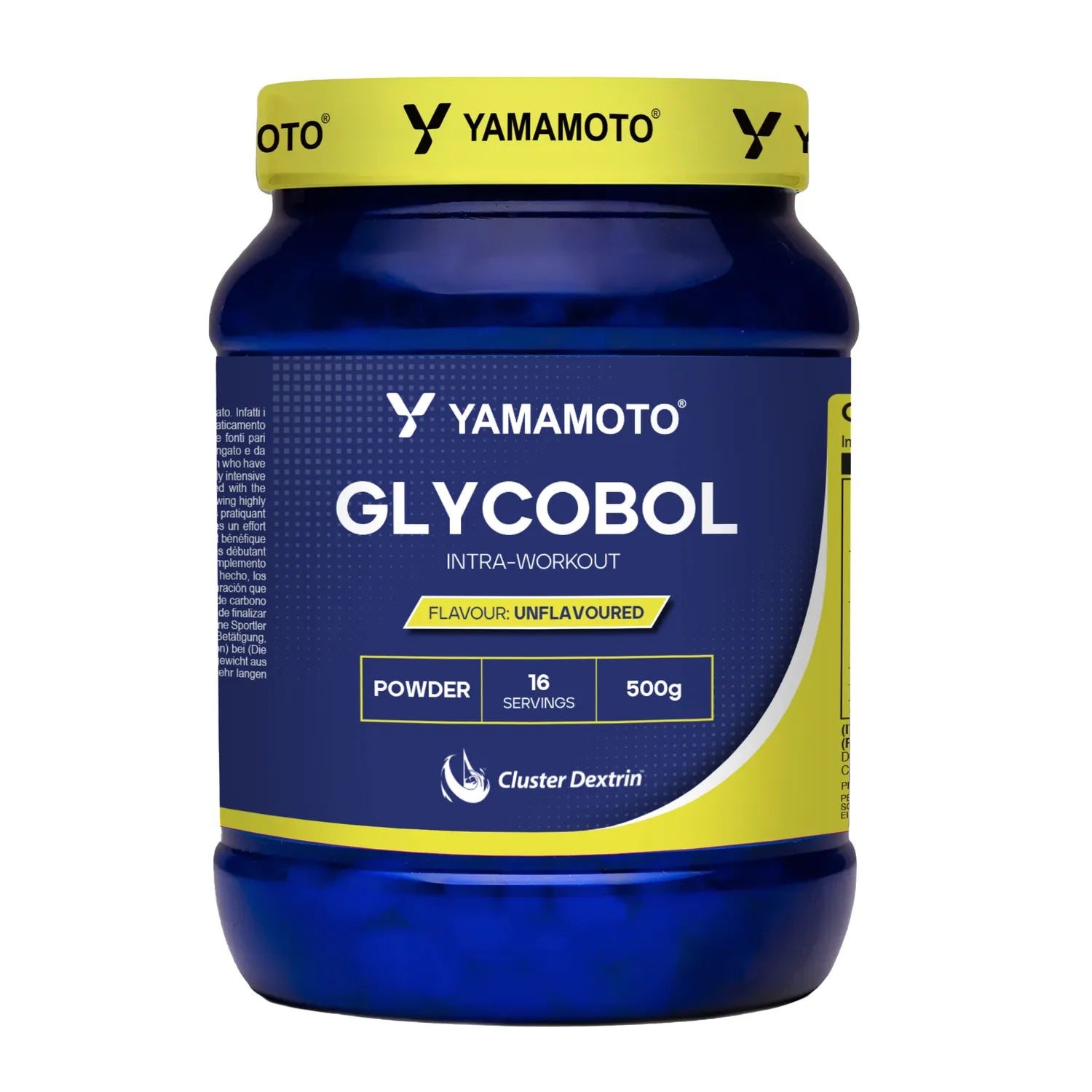 Confezione di GlycoBol Cluster Dextrin™ Yamamoto Nutrition integratore di ciclodestrine 500g Neutro