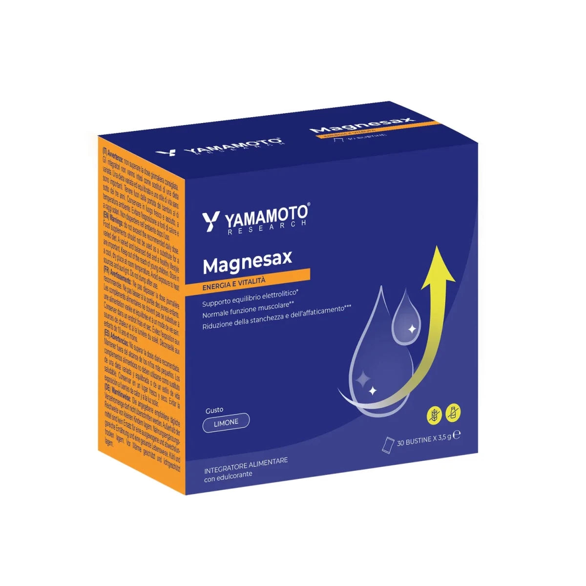 Pakje Yamamoto Research Magnesax magnesiumbisglycinaatsupplement met citroensmaak