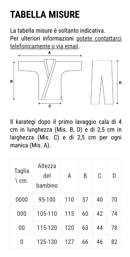 tabella misure itaki bambini 