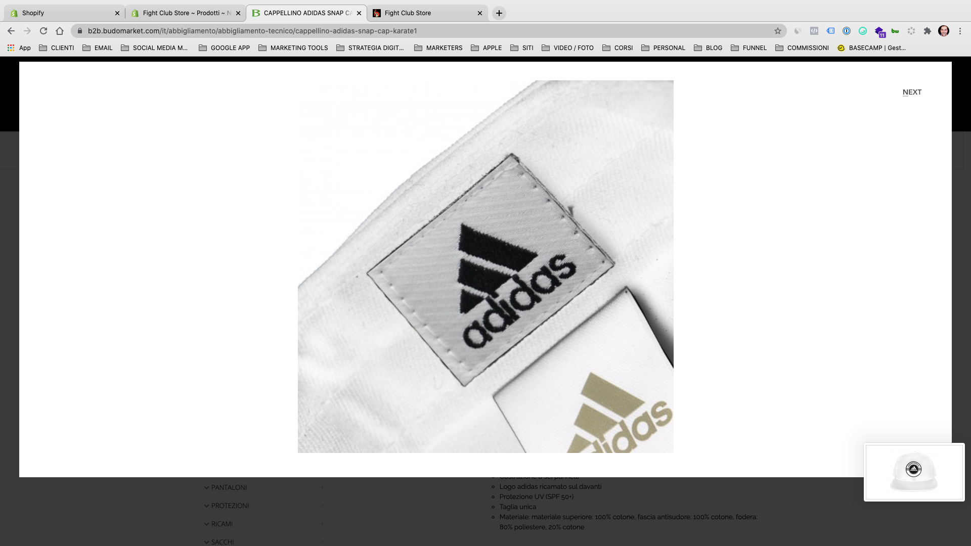 Adidas Snap Cap Karate Cap 